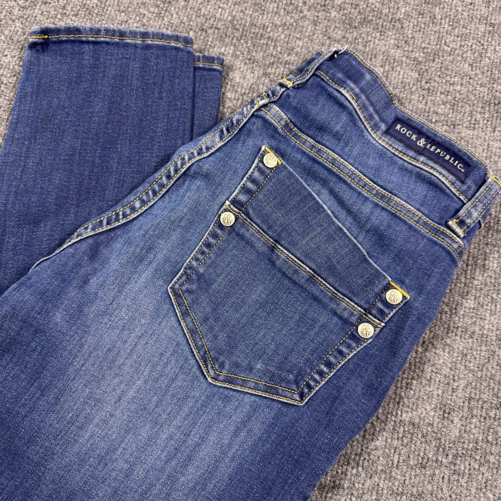 Rock & Republic Kashemiere Women 12‎ M Skinny Blue Denim Jeans Medium Wash